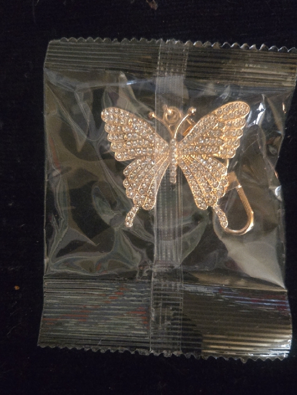 Gold Butterfly Purse Bag Charm/Keychain with Crystal Accents Bling - Picture 3 of 3